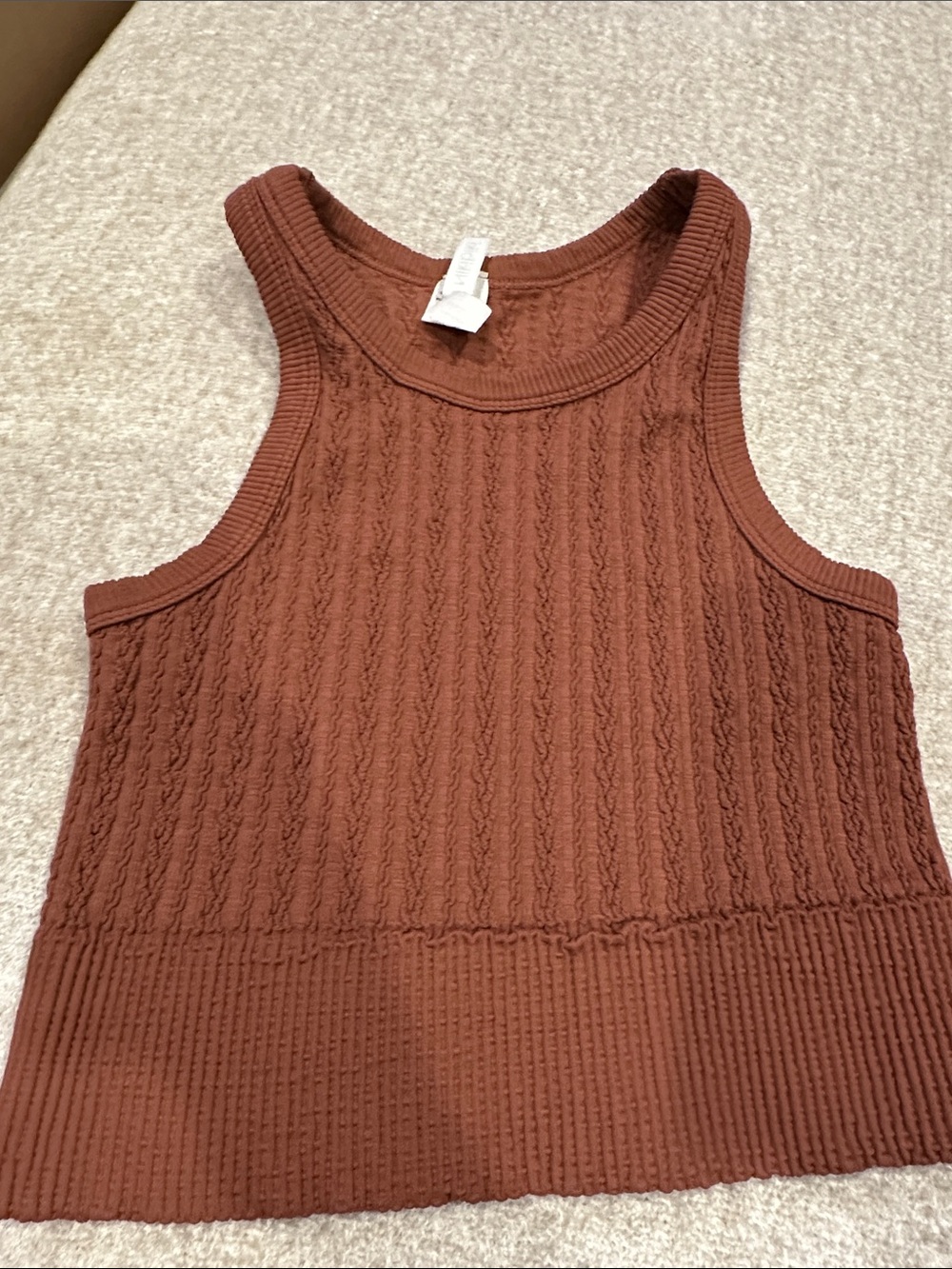 Knit Cable Tank Top - Brown